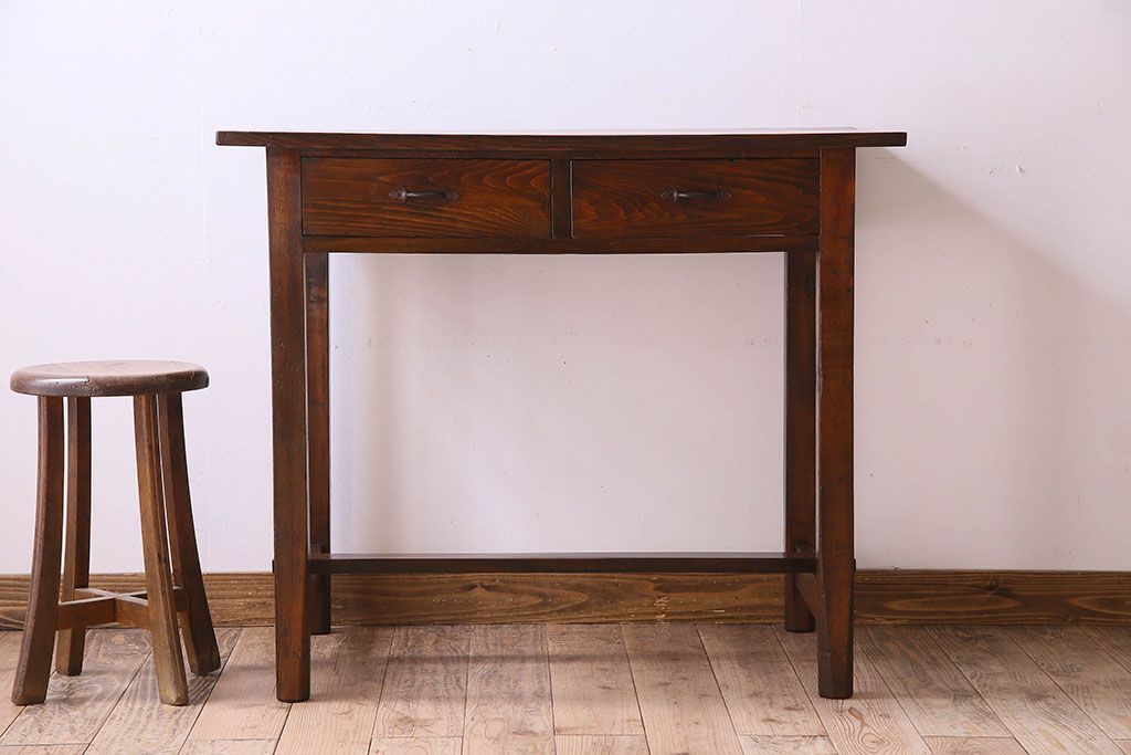 アンティーク家具　和製アンティーク　昭和期　パイン材の平机(デスク)