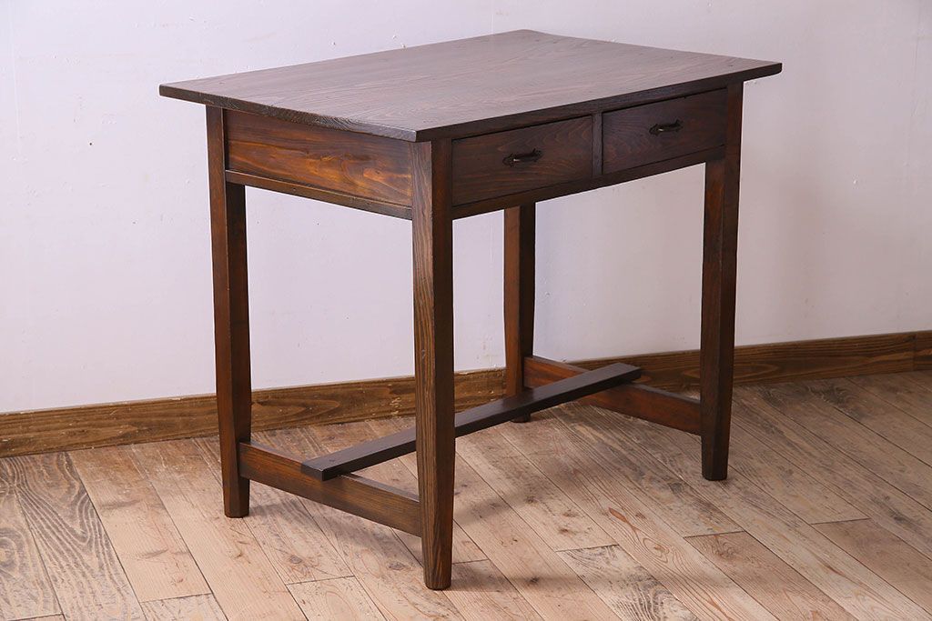 アンティーク家具　和製アンティーク　昭和期　パイン材の平机(デスク)