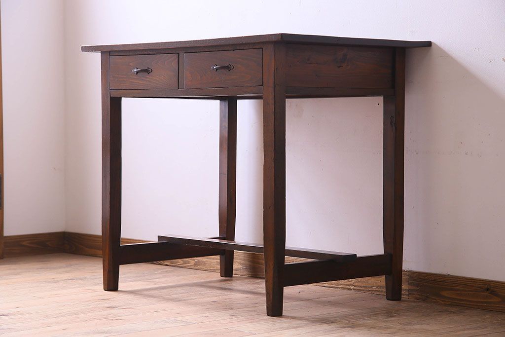 アンティーク家具　和製アンティーク　昭和期　パイン材の平机(デスク)