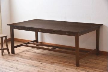 アンティーク家具　和製アンティーク　オーク材の特大作業台(ダイニングテーブル)