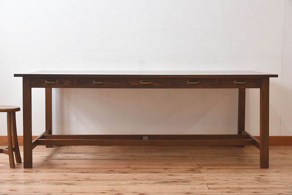 アンティーク家具　和製アンティーク　オーク材の特大作業台(ダイニングテーブル)