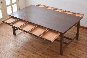 アンティーク家具　和製アンティーク　オーク材の特大作業台(ダイニングテーブル)