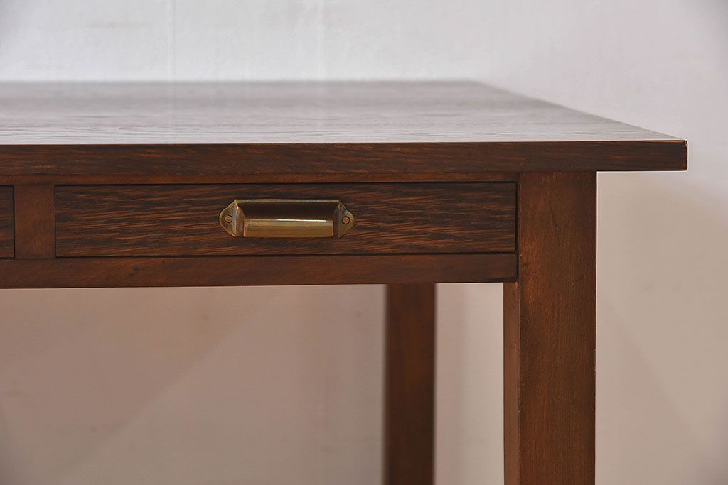 アンティーク家具　和製アンティーク　オーク材の特大作業台(ダイニングテーブル)