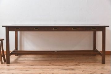 アンティーク家具　和製アンティーク　オーク材の特大作業台(ダイニングテーブル)