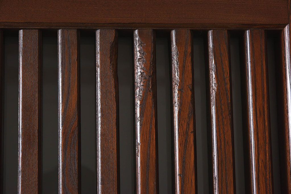 大正期　総欅材のアンティーク格子蔵戸(玄関戸)