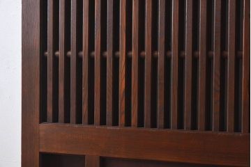 大正期　総欅材のアンティーク格子蔵戸(玄関戸)