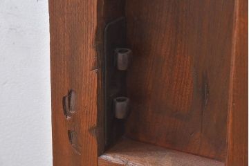 大正期　総欅材のアンティーク格子蔵戸(玄関戸)