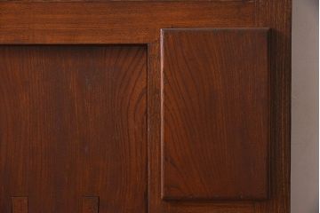 大正期　総欅材のアンティーク格子蔵戸(玄関戸)