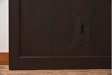 明治〜大正期　総欅材のアンティーク蔵戸(玄関戸)