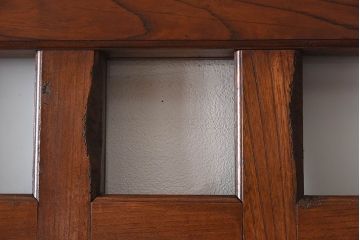 和製アンティーク　総欅材　市松模様ガラスがお洒落な格子蔵戸(1)(玄関戸)