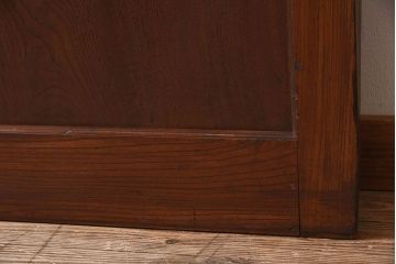 和製アンティーク　総欅材　市松模様ガラスがお洒落な格子蔵戸(1)(玄関戸)