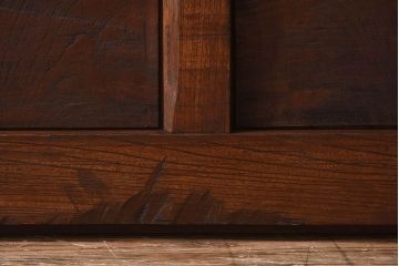 和製アンティーク　総欅材　市松模様ガラスがお洒落な格子蔵戸(1)(玄関戸)