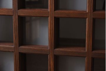 【O様ご成約済み】和製アンティーク　総欅材　玄関戸　市松模様ガラスがお洒落な格子蔵戸(2)