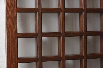 【O様ご成約済み】和製アンティーク　総欅材　玄関戸　市松模様ガラスがお洒落な格子蔵戸(2)