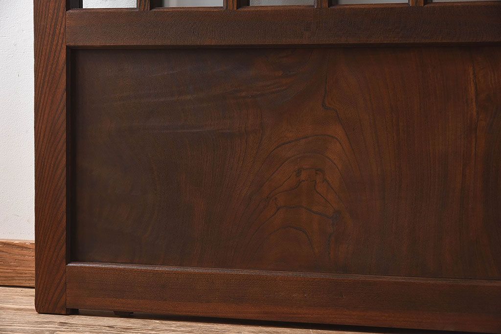 【O様ご成約済み】和製アンティーク　総欅材　玄関戸　市松模様ガラスがお洒落な格子蔵戸(2)