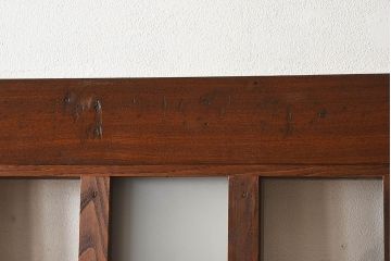 【O様ご成約済み】和製アンティーク　総欅材　玄関戸　市松模様ガラスがお洒落な格子蔵戸(2)