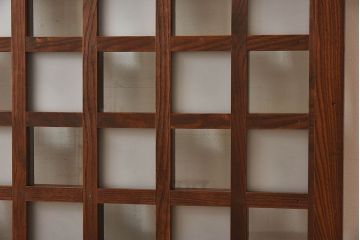 【O様ご成約済み】和製アンティーク　総欅材　玄関戸　市松模様ガラスがお洒落な格子蔵戸(2)
