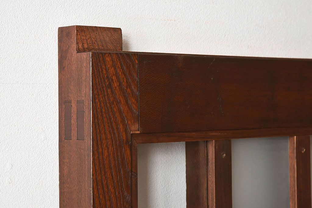 【O様ご成約済み】和製アンティーク　総欅材　玄関戸　市松模様ガラスがお洒落な格子蔵戸(2)