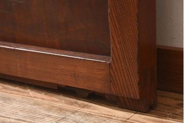 【O様ご成約済み】和製アンティーク　総欅材　玄関戸　市松模様ガラスがお洒落な格子蔵戸(2)