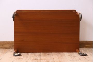 ヴィンテージ家具　北欧ビンテージ　チーク材　シンプルなキャスター付きトロリー(キッチンワゴン)