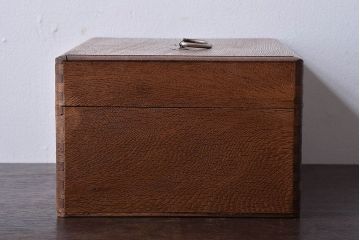 アンティーク雑貨　昭和レトロ　ナラ材製　古い木味の収納箱