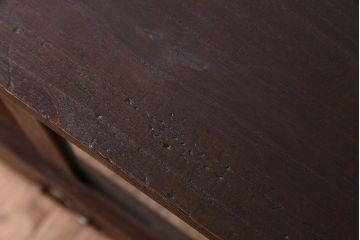 アンティーク家具　昭和期　和製アンティーク　結霜ガラス　桐材製の鉄脚ローボード(ローチェスト)