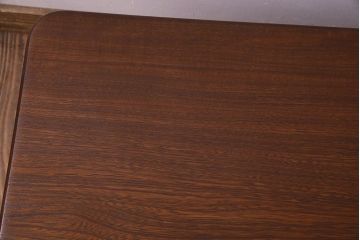 レトロ家具　昭和レトロ　和製アンティーク　栓材一枚板!古い木の味わい深い角ちゃぶ台(3)