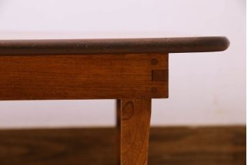 レトロ家具　昭和レトロ　和製アンティーク　栓材一枚板!古い木の味わい深い角ちゃぶ台(3)