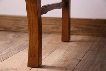 レトロ家具　昭和レトロ　和製アンティーク　栓材一枚板!古い木の味わい深い角ちゃぶ台(3)