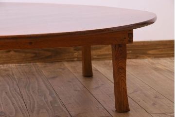 レトロ家具　昭和レトロ　和製アンティーク　栓材製!折り畳み式丸型ちゃぶ台