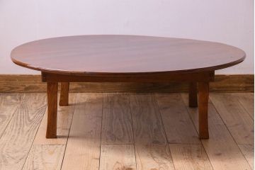 レトロ家具　昭和レトロ　和製アンティーク　栓材製!折り畳み式丸型ちゃぶ台