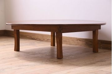 レトロ家具　昭和レトロ　和製アンティーク　栓材製!折り畳み式丸型ちゃぶ台