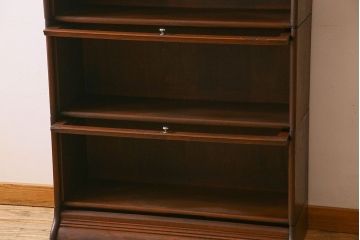アンティーク家具　オーク材 ステンドガラスがおしゃれなスタッキングブックケース(本箱)