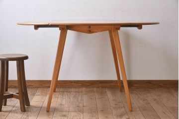 アンティーク家具　アーコール　楡材　シンプルなデザインのバタフライテーブル(エクステンションテーブル、ダイニングテーブル)