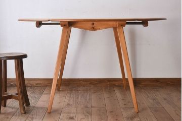 アンティーク家具　アーコール　楡材　シンプルなデザインのバタフライテーブル(エクステンションテーブル、ダイニングテーブル)