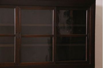 アンティーク家具　和製アンティーク　前面檜材　四枚引き戸の重ね戸棚(収納棚)