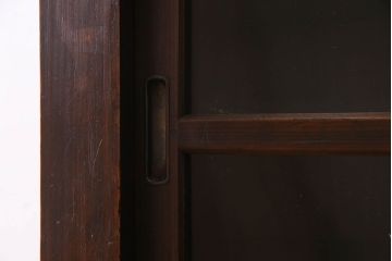 アンティーク家具　和製アンティーク　前面檜材　四枚引き戸の重ね戸棚(収納棚)