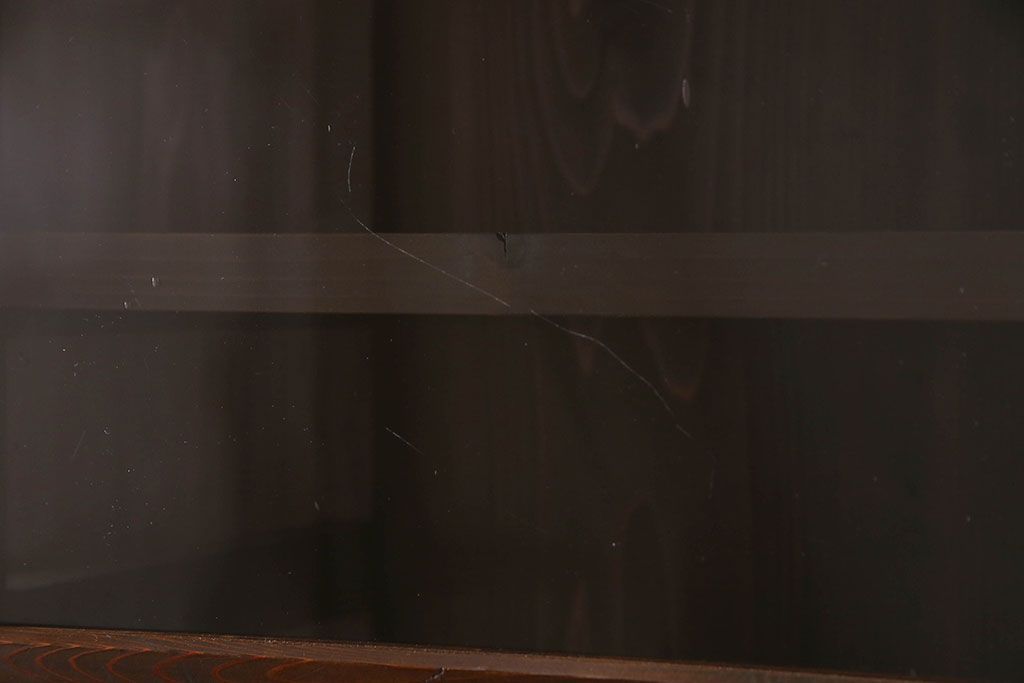 アンティーク家具　和製アンティーク　前面檜材　四枚引き戸の重ね戸棚(収納棚)