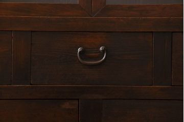 アンティーク家具　和製アンティーク　前面檜材　四枚引き戸の重ね戸棚(収納棚)