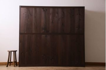 アンティーク家具　和製アンティーク　前面檜材　四枚引き戸の重ね戸棚(収納棚)
