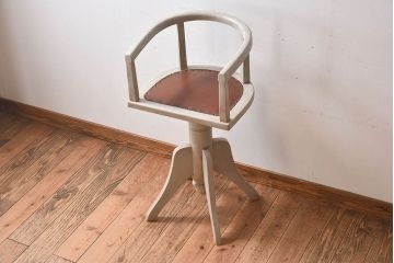 アンティーク家具　1920年代　イギリスアンティーク　シンプルな回転チェア(回転椅子、イス、ダイニングチェア)(R-024870)