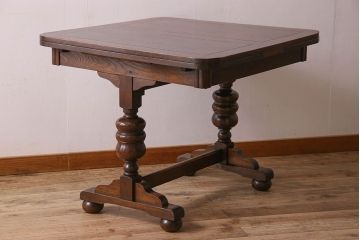 アンティーク家具　イギリスアンティーク　オーク材　ドローリーフテーブル(エクステンションテーブル)