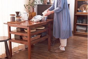 アンティーク家具　大正〜昭和期　ヒノキ材のシンプルな作業台(テーブル)