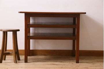 アンティーク家具　大正〜昭和期　ヒノキ材のシンプルな作業台(テーブル)