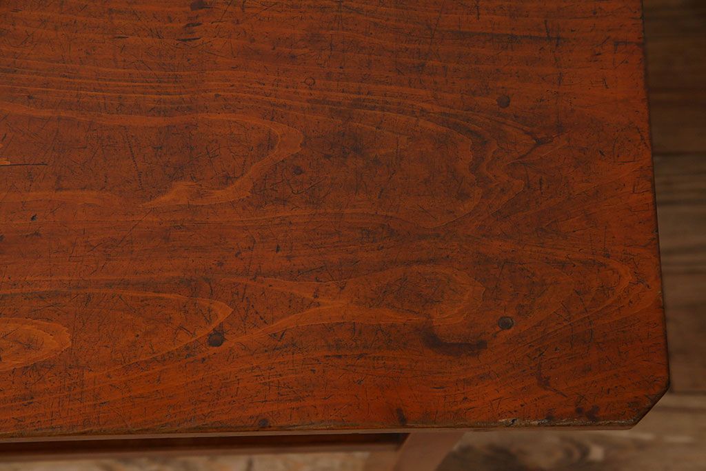 アンティーク家具　大正〜昭和期　ヒノキ材のシンプルな作業台(テーブル)