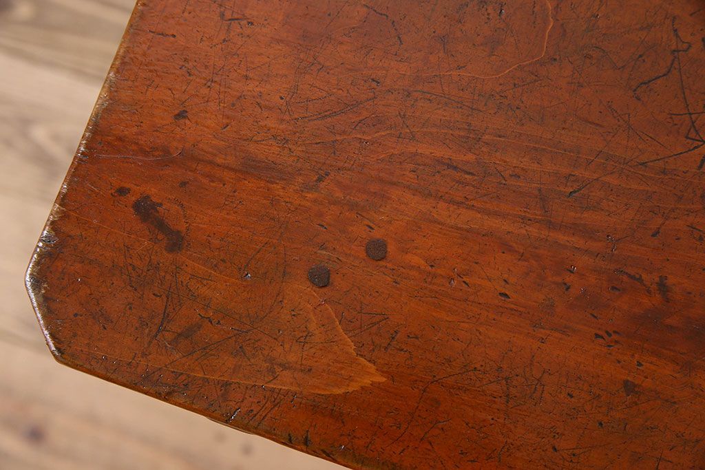 アンティーク家具　大正〜昭和期　ヒノキ材のシンプルな作業台(テーブル)