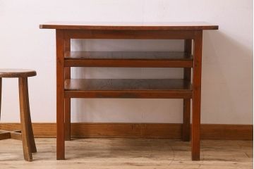 アンティーク家具　大正〜昭和期　ヒノキ材のシンプルな作業台(テーブル)