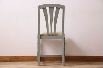 アンティーク家具　オーク材　さわやかなペイントカラーのアンティークチェア(2)