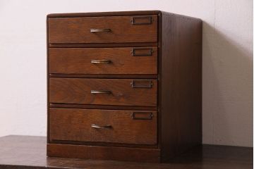レトロ家具　昭和期　ナラ材製　レトロな小引き出し