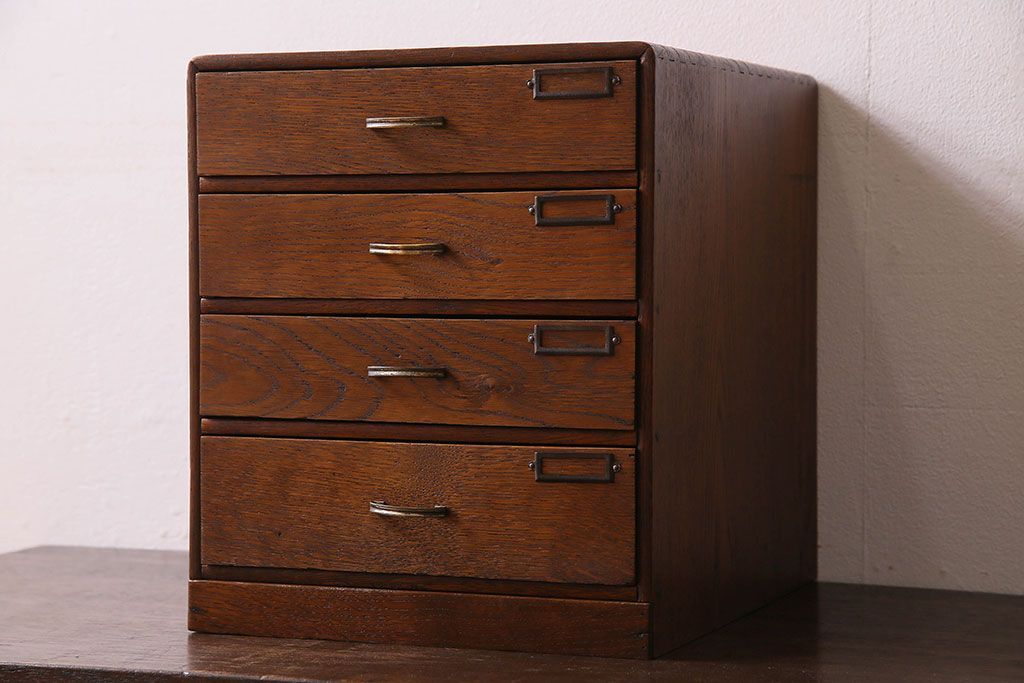 レトロ家具　昭和期　ナラ材製　レトロな小引き出し